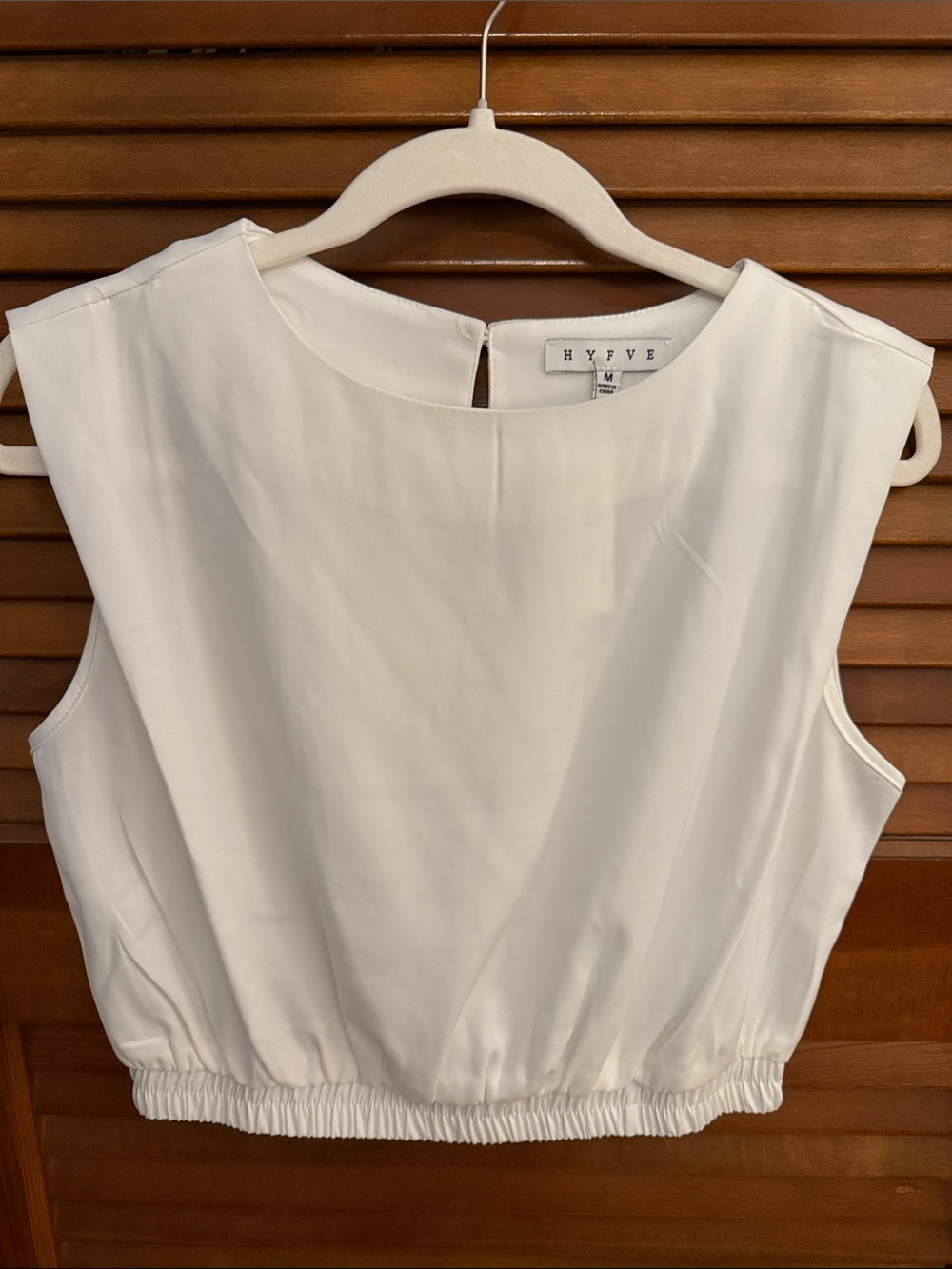 HYFVE White Cropped Tank with Elastic Hem and Keyhole